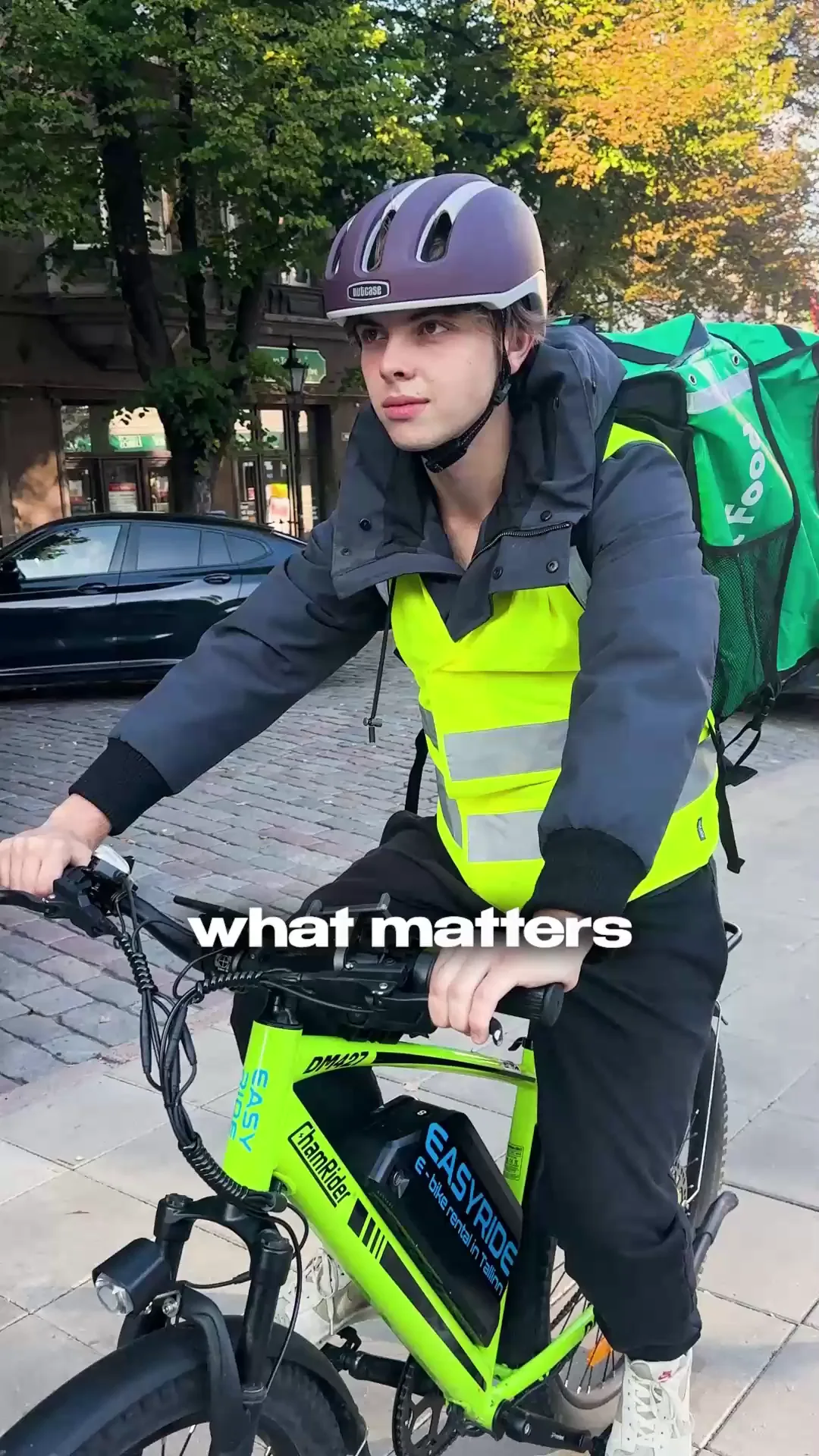 EasyRide rider on a quieter, tree-lined route