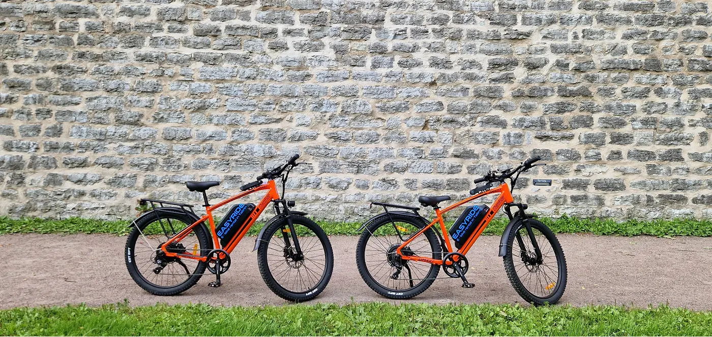 Two EasyRide electric bikes ready for a ride in Tallinn